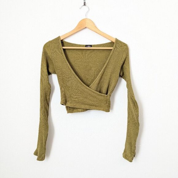 Cosabella Aloe chartruese green Britt ribbed cotton crop top flare pants set - Picture 2 of 10